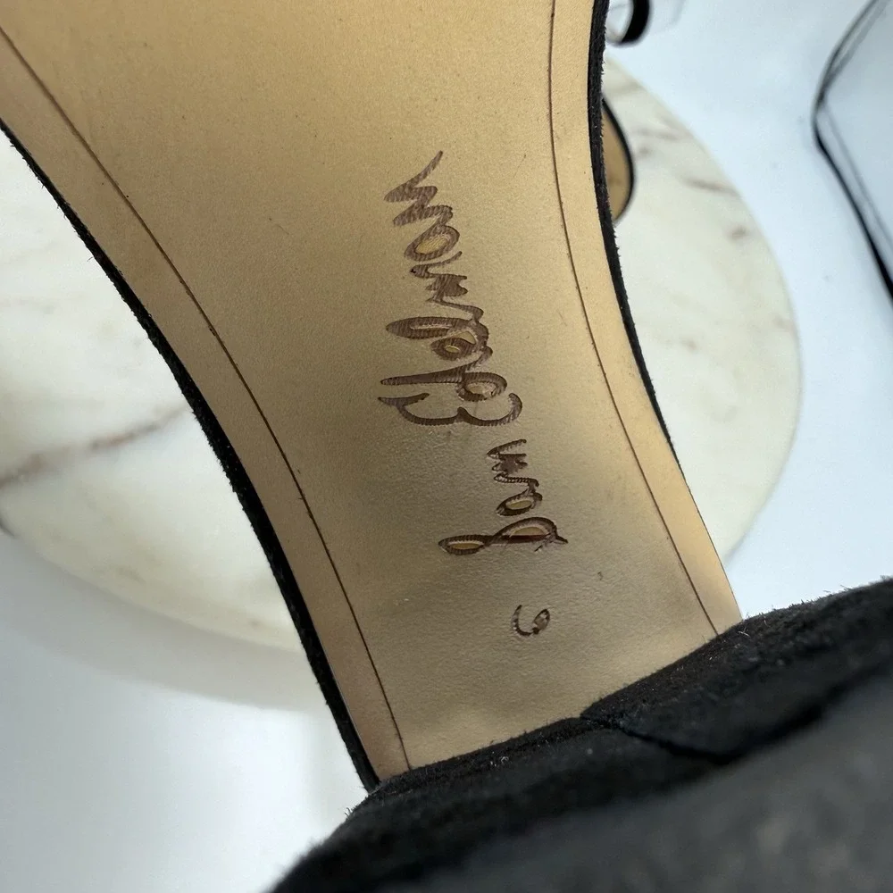 Sam Edelman Yaro Block Heel Sandal Black Suede, Size 6M